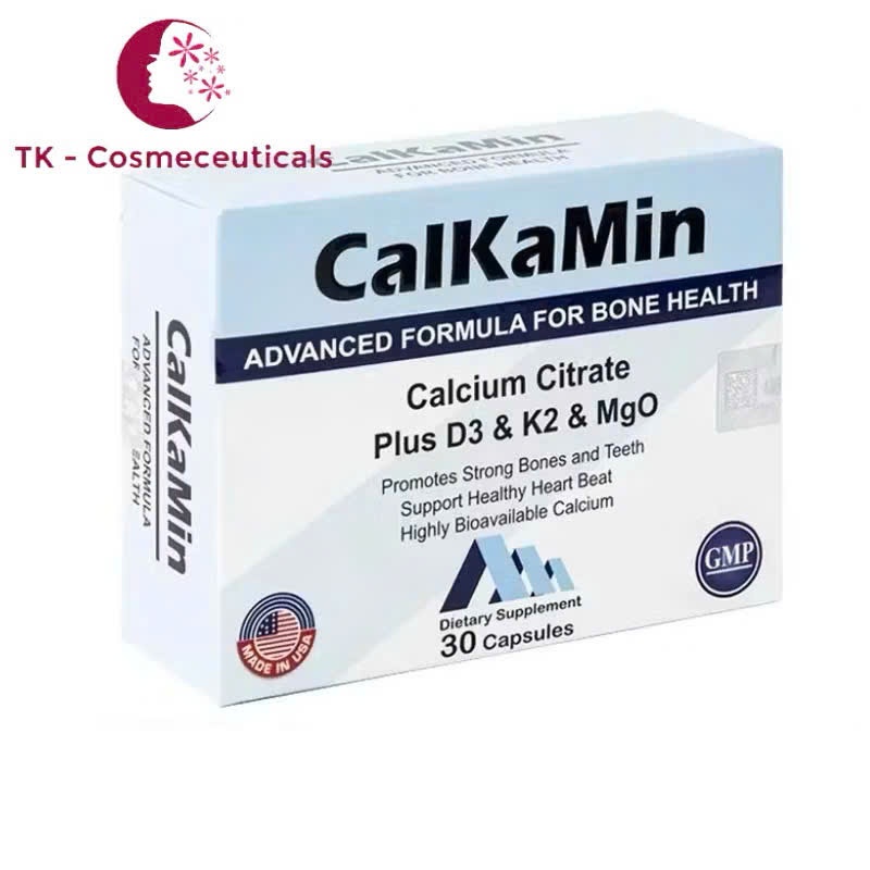 (CHÍNH HÃNG) Canxi Hữu Cơ CalKaMin Bổ Sung Canxi, Magie, D3, K2 - Mk7 Cho Bà Bầu, Giúp Xương Chắc Kh