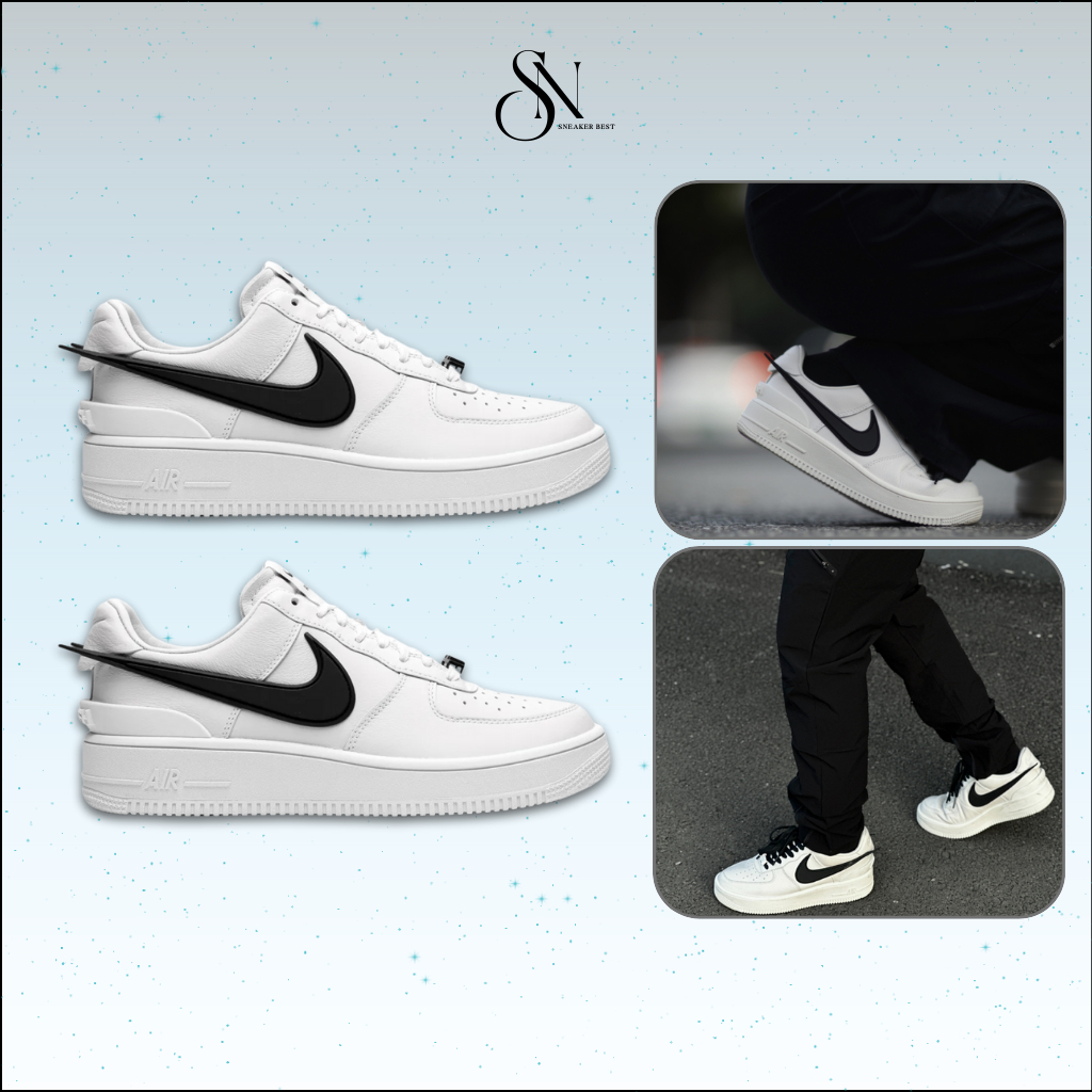Giày Thể Thao Nike Air Force 1 Low Phantom x Ambush – Sneaker Nam Nữ AF1 Phối Màu Kem Trắng Kẻ Đen