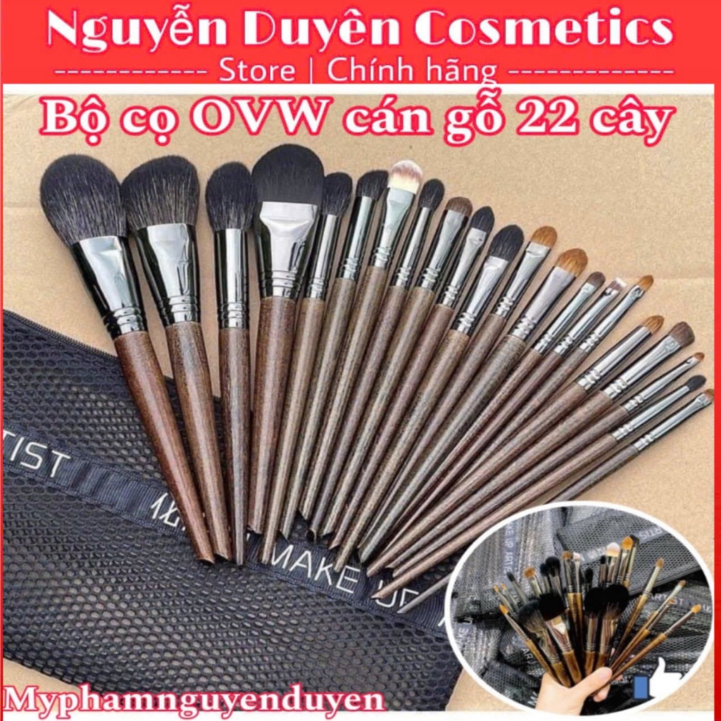 {Bộ cọ cán gỗ OVW} Bộ Cọ 22 Cây Thân Gỗ Lông Mềm Mượt Dùng MakeUp Trang Điểm