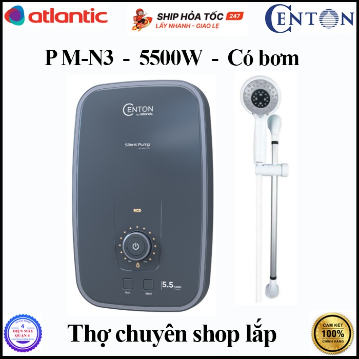 P M-N3 5500W - Máy Nước Nóng Trực Tiếp Centon By Atlantic Presto Turbo EIWH P M-N3 5.5kW - Có bơm