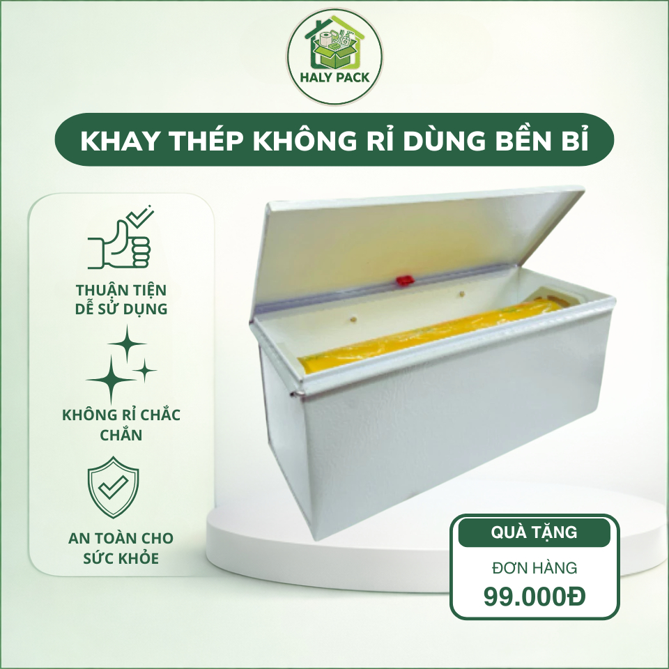 Vỏ hộp đựng màng bọc thực phẩm 30 - 45cm, khay thép vỏ kim loại, thép không gỉ, bền bỉ, chắc chắn
