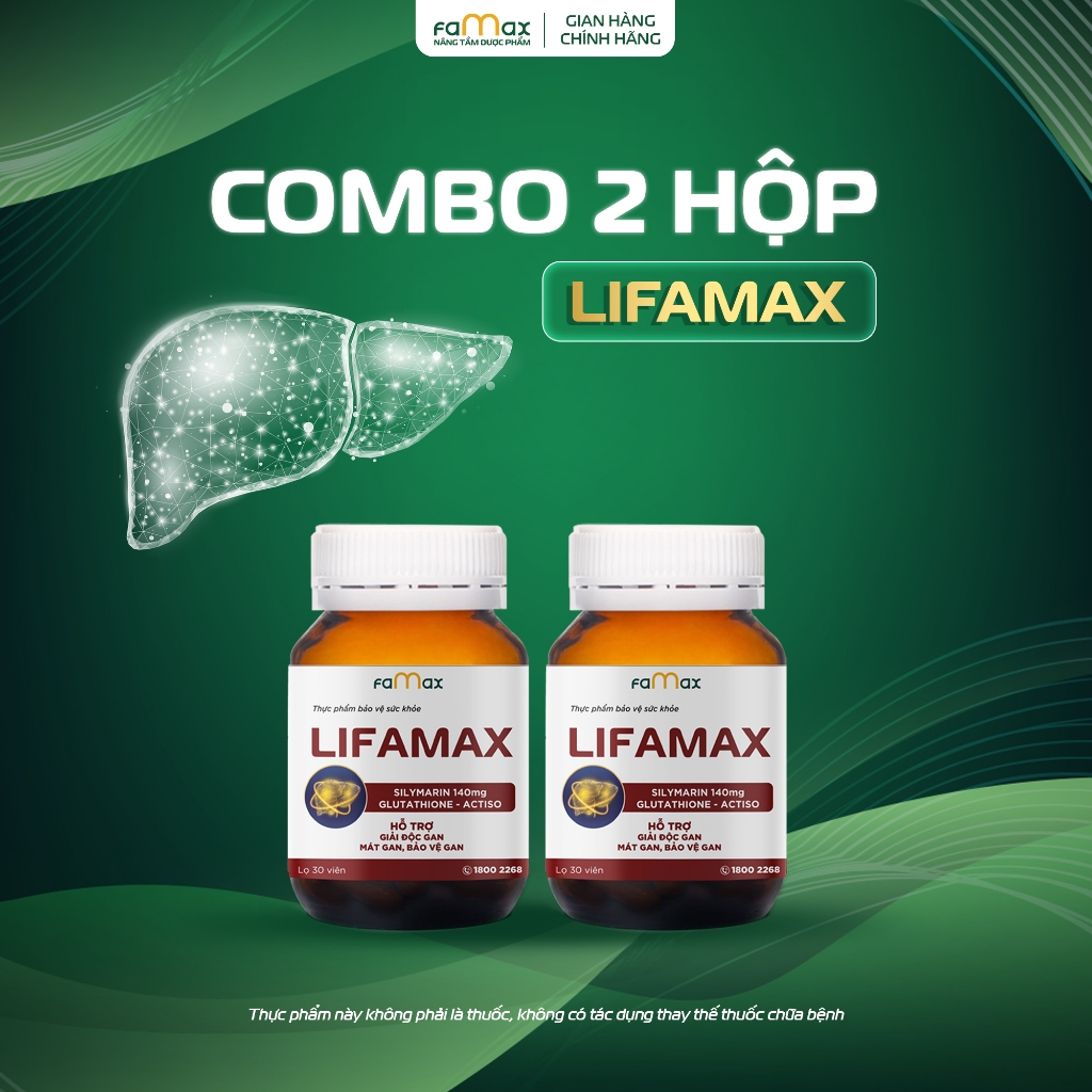Combo 2 Hộp Giải Độc Gan Lifamax Famax – Hỗ Trợ Mát Gan, Bảo Vệ Gan (Hộp 30 Viên TPBVSK)