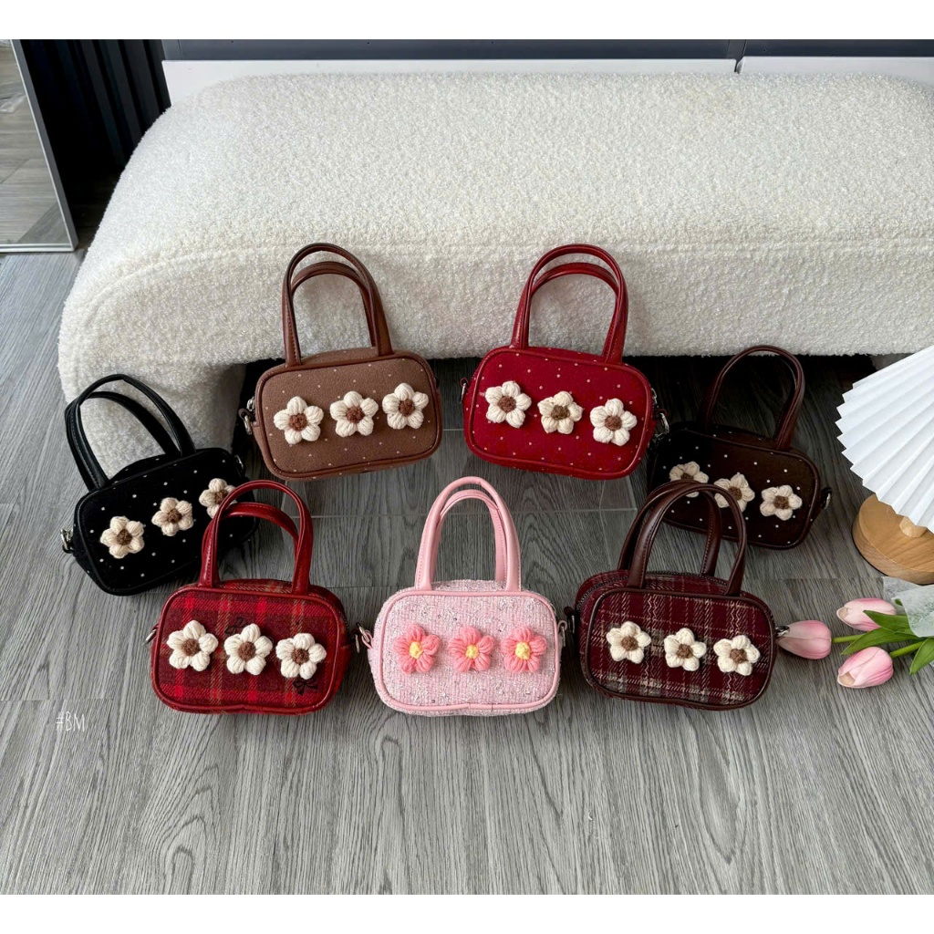 Túi xách nữ, túi cầm tay mini hoa len phong cách vintage Hàn Quốc, dáng hộp nhỏ xinh, tiểu thư dễ thương Đăng Túi DK453 | BigBuy360 - bigbuy360.vn