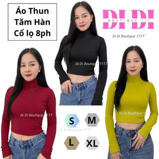  Áo thun tay dài croptop cổ lọ ủ kem ôm body . Thun tăm lạnh dày  mịn mát không xù lông ko nhão vải .DiDiboutique 1117 