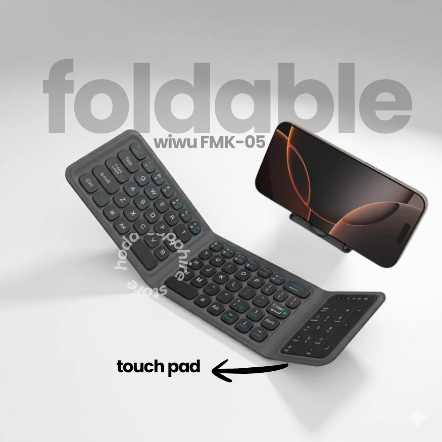 Bàn Phím Gập Gọn Di Động Bluetooth Wiwu FMK-05 Bàn Di Chuột Touch Pad Kèm Giá Đỡ Cho Iphone Ipad