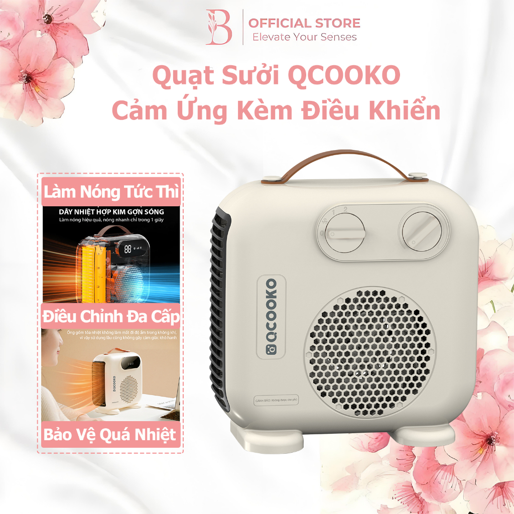 Máy Sưởi Mini Công Suất Mạnh 2200W Quạt Sưởi Làm Nóng Nhanh Chỉ 1s Bảo Vệ Quá Nhiệt QCOOKO