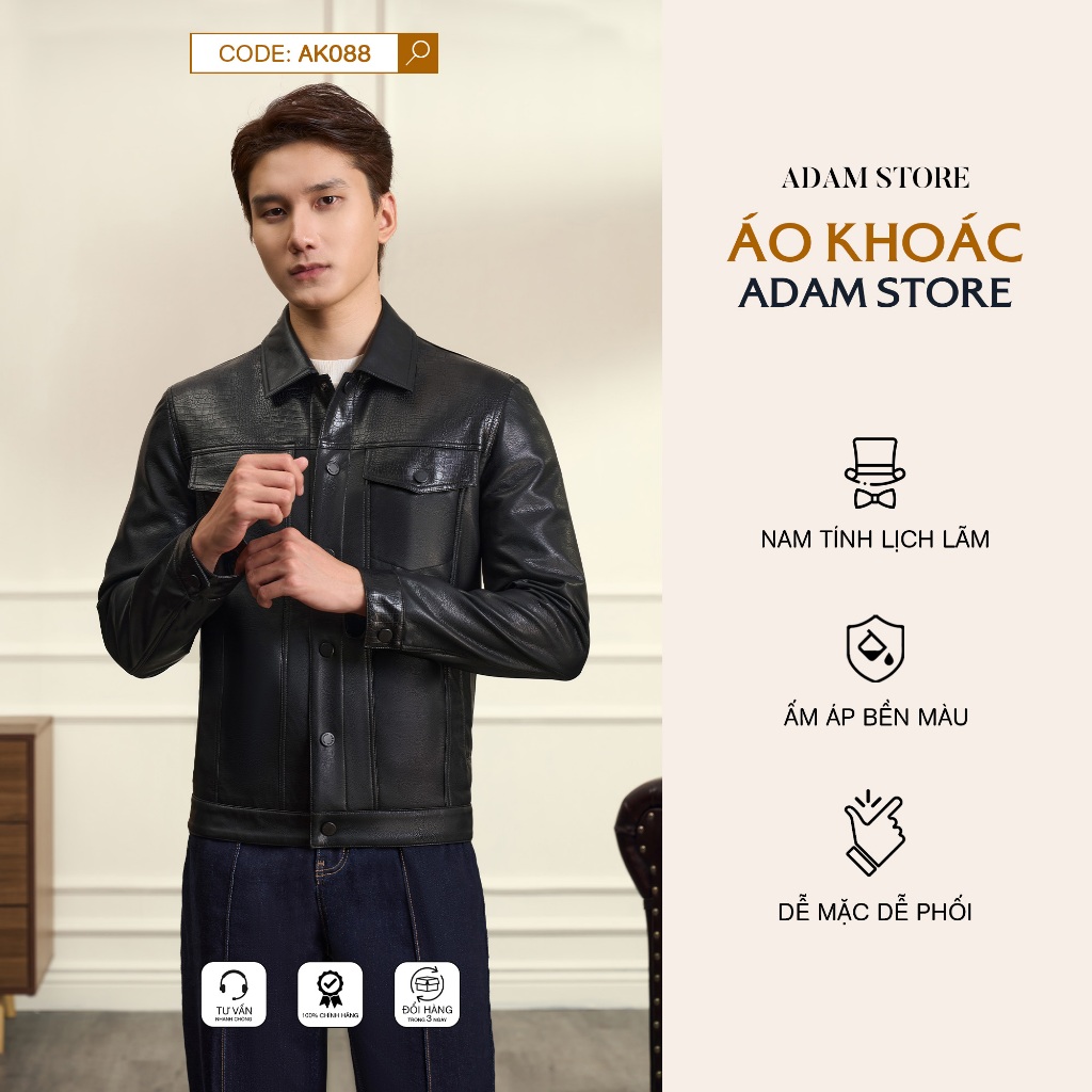 ÁO KHOÁC NAM ADAM STORE MÀU ĐEN AK088