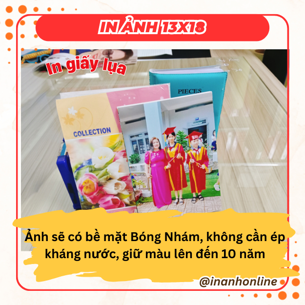 Combo - In 5 ảnh 13x18 giấy lụa bền màu - Chỉnh sửa ảnh miễn phí - Kích thước 13x18 cm - Dịch vụ chỉ