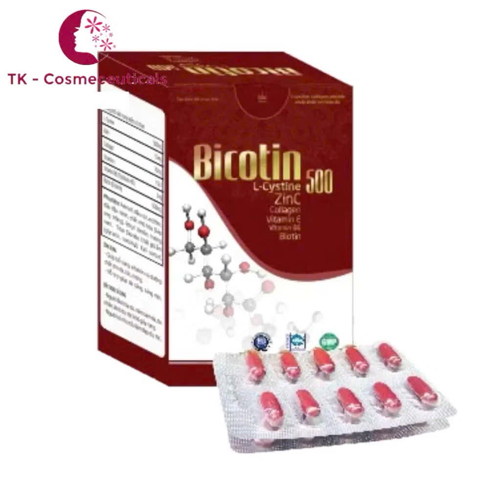 Viên Uống Bicotin 500mg, Giúp Làm Đẹp Da, Đẹp Tóc, Ngăn Ngừa Lão Hóa Da - Hộp 60 Viên