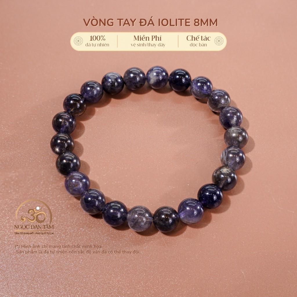 Ngọc Đan Tâm - Vòng Tay Iolite 8mm 2A - Mệnh Thuỷ & Mệnh Mộc
