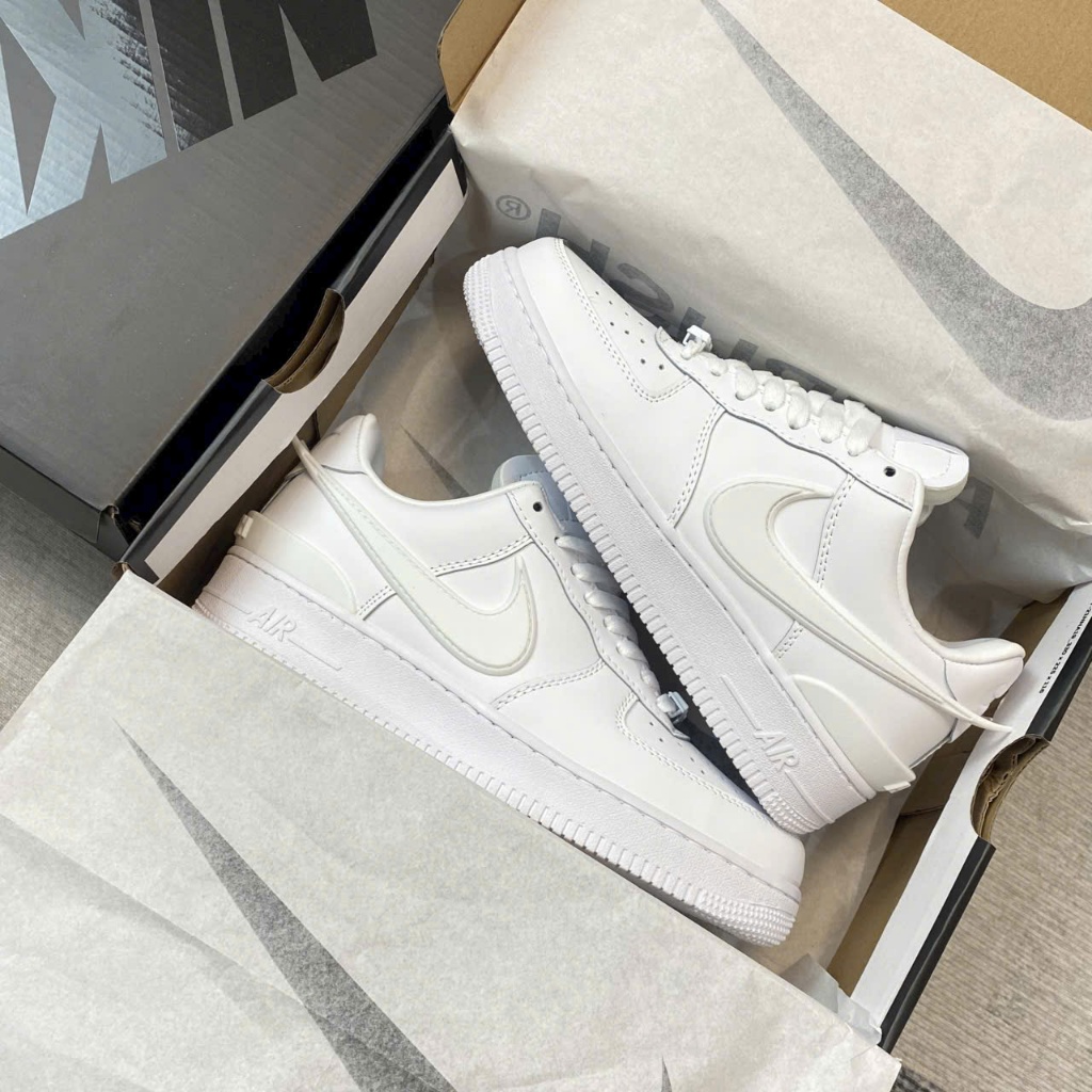 Giày Thể Thao Air Force 1 Low Ambush All White – Sneaker Nam Nữ AF1 Trắng Full Swoosh Kéo Dài