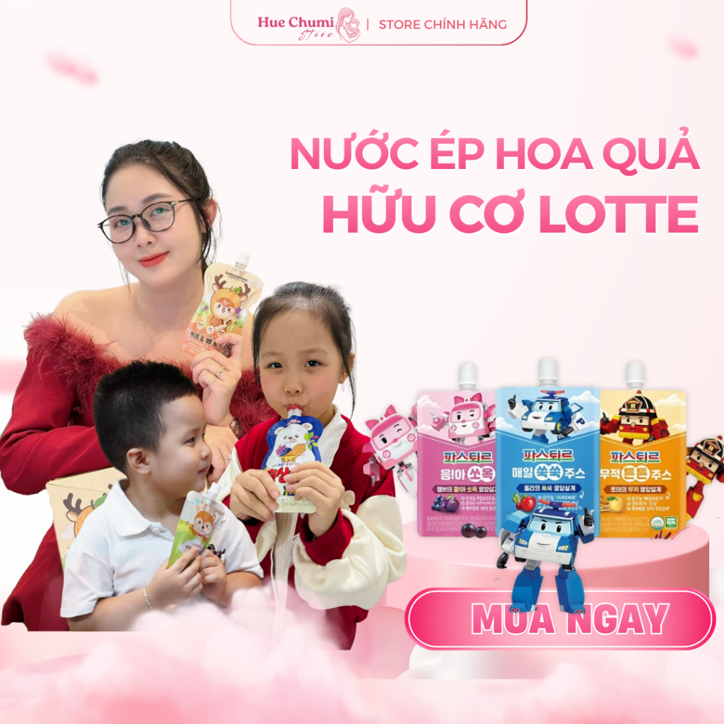 Nước Dinh Dưỡng Lotte Từ Hoa Quả Organic Giúp Bé Phát Triển Chiều Cao, Tăng Cân, Tăng Đề Kháng