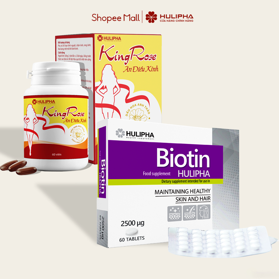 Combo Bộ Đôi Kingrose An Điều Kinh & Biotin Hulipha: Ổn Định Kinh Nguyệt Giảm Rụng Tóc & Giúp Mọc Tó
