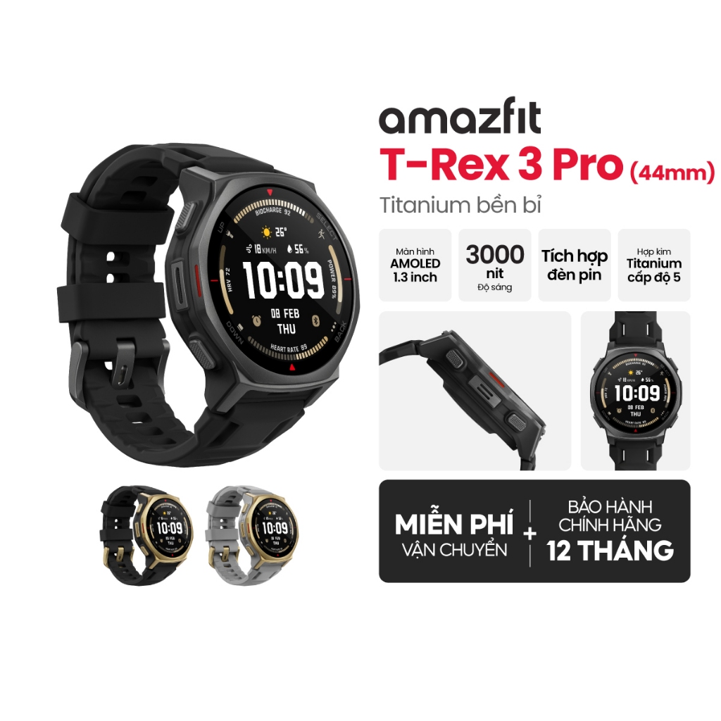 Đồng hồ thông minh Amazfit T-Rex 3 Pro | 44mm / 48mm | Viền Titanium Cấp Độ 5 | Bản Đồ Offline | GPS Chính Xác - BH 12th | BigBuy360 - bigbuy360.vn