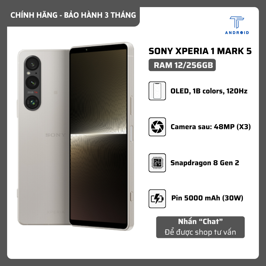 Điện thoại Sony Xperia 1 V (X1 Mark 5), Snapdragon 8 Gen 2, OLED 4K 120Hz - Pin 5000 mAh, Nguyên Zin