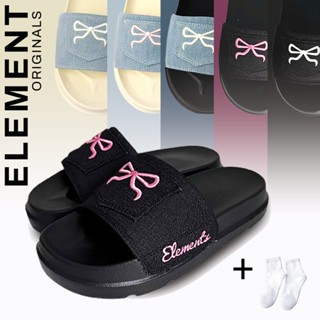 [TẶNG VỚ] E13 - Dép ELements Denim Bow họa tiết túi nơ - (Slipper) Dép Elements vải jean thêu nơ - E