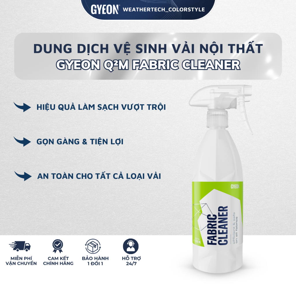 Dung Dịch Làm Sạch Vải Nội Thất Ô Tô Gyeon Q2M Fabric Cleaner Loại Bỏ Bụi Bẩn Vết Ố Bẩn 1000ml