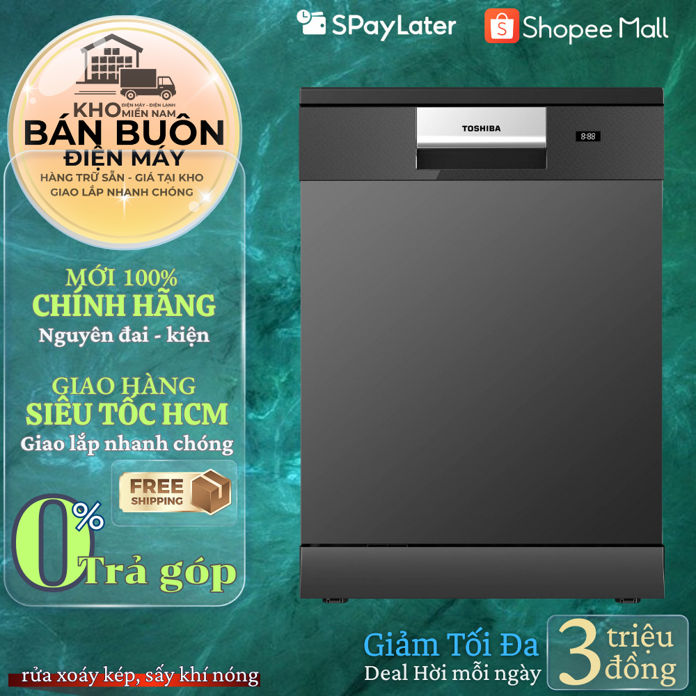 Máy rửa chén TOSHIBA 15 Bộ DW-15F7(G)-VN | Origin Inverter, Sấy HyperDry, Diệt Khuẩn UV - Chính Hãng