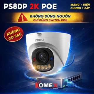  Camera IMOU PoE Dome PS8D tích hợp Mic ghi âm full màu ban đêm đèn cảnh báo xanh đỏ 