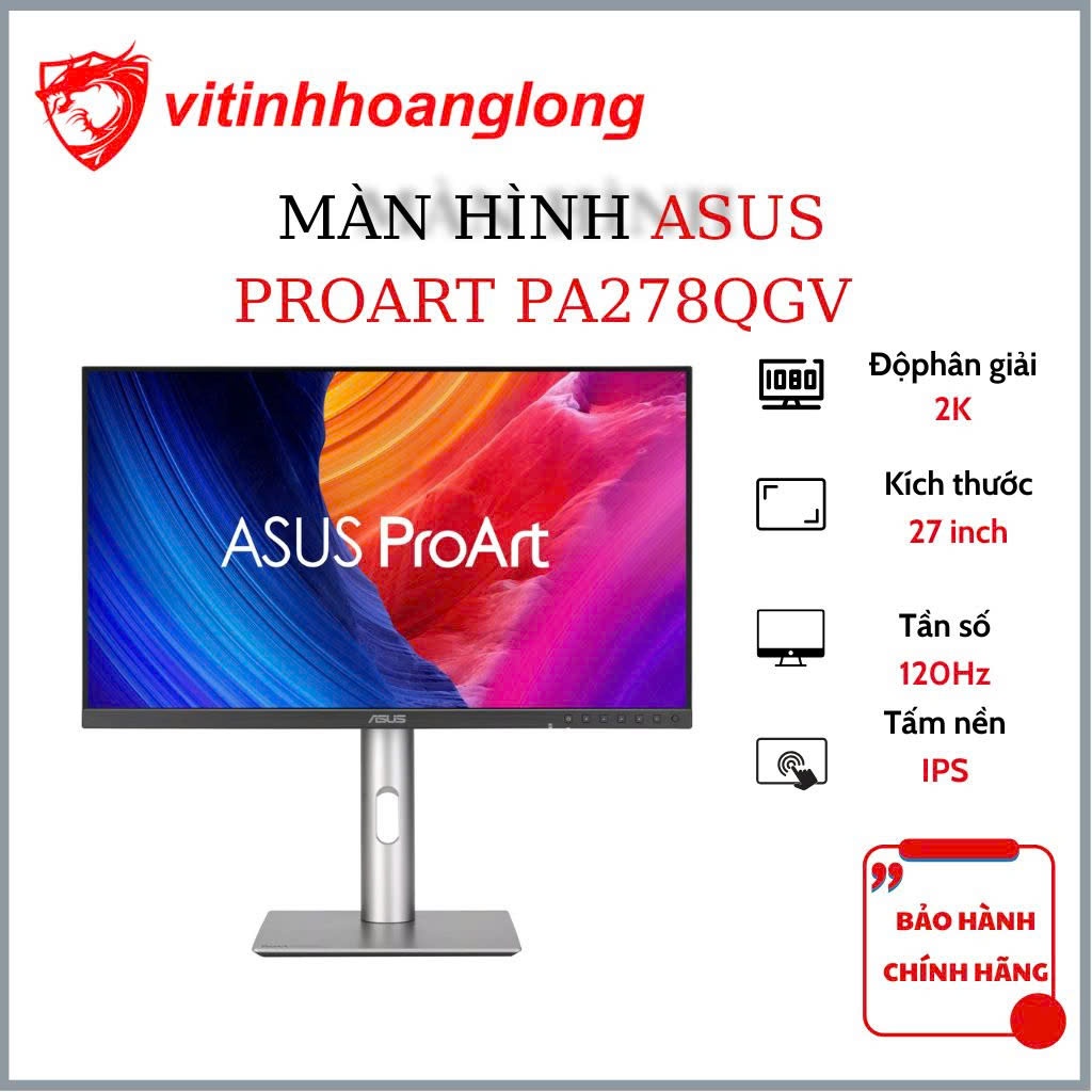 Màn hình Asus ProArt PA278QGV 27 inch 2K/IPS/120HZ/5MS/LOA - Bảo hành chính hãng 36 tháng