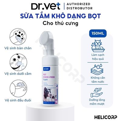 Bọt Tắm Khô Cho Chó Mèo DrVET Làm Sạch Không Cần Tắm - Pet Rinse-Free Foam