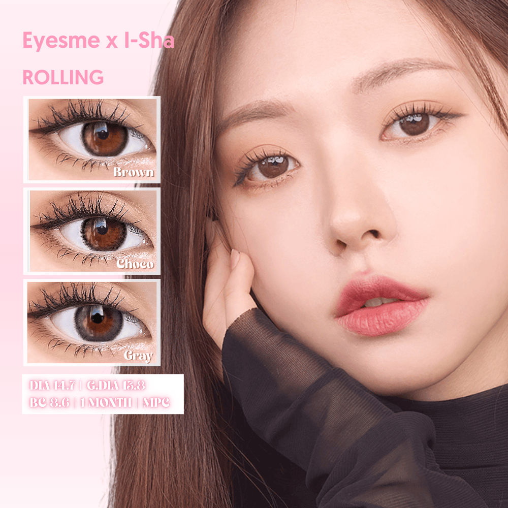 [Eyesme x I-Sha] Lens giãn tròng màu nâu, choco và xám - Mituno Rolling