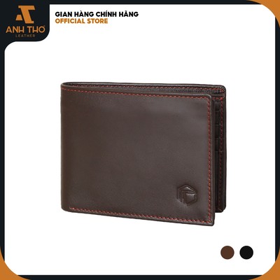 Ví nam da bò AT044 chất da bò tự nhiên mềm mại, form ví 10x12cm, ngăn xếp li lớn gia tăng sức chứa, Anh Tho Leather