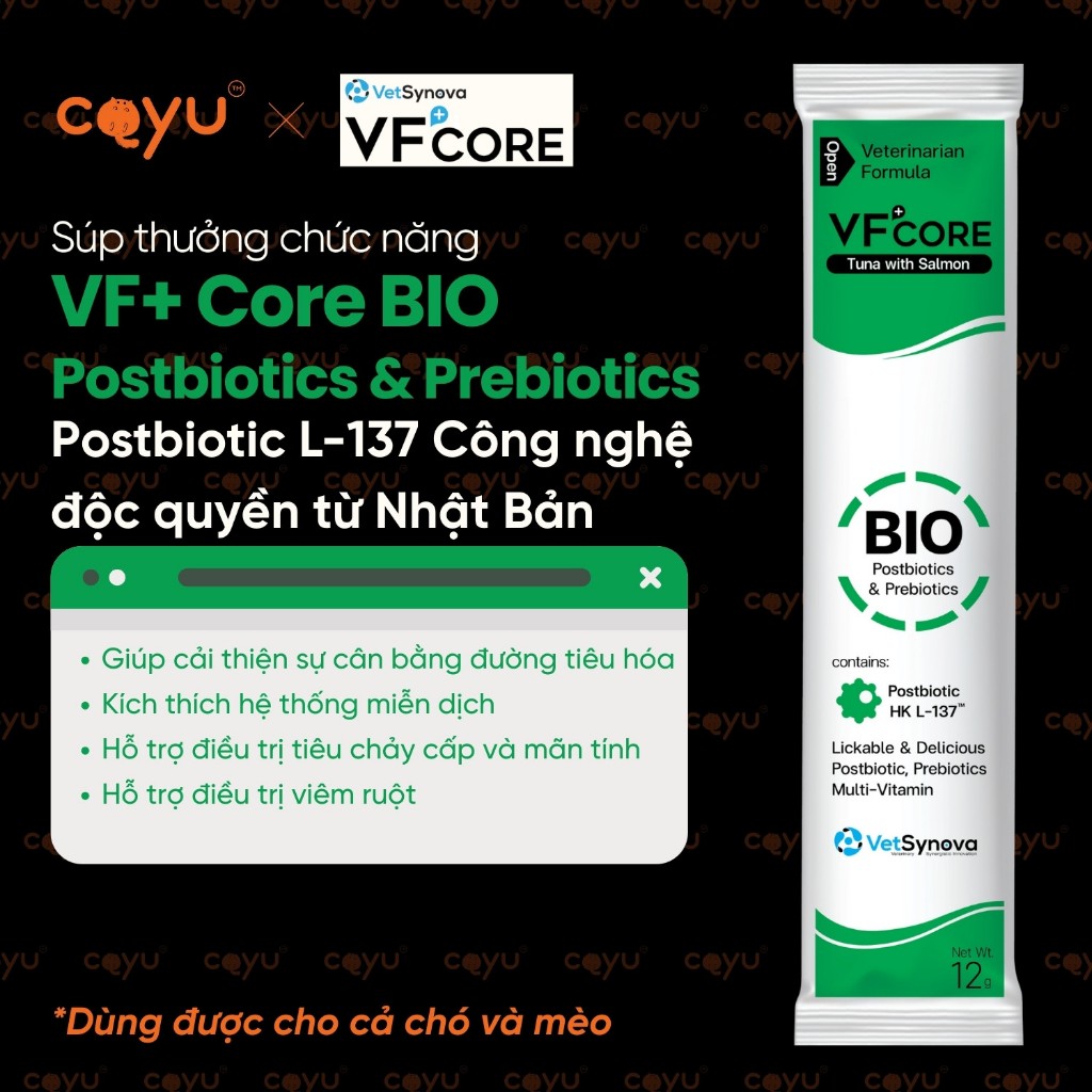 Combo - Súp Thưởng Chức Năng Vetsynova VF+ Core - BIO - Bổ sung Postbiotic và Prebiotic - Coyu