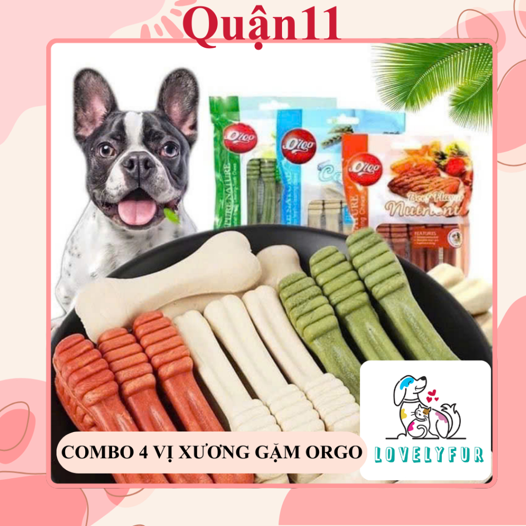 COMBO 4 Vị Xương Gặm ORGO Giúp Bổ Sung Canxi Sạch Răng Thơm Miệng Cho Chó