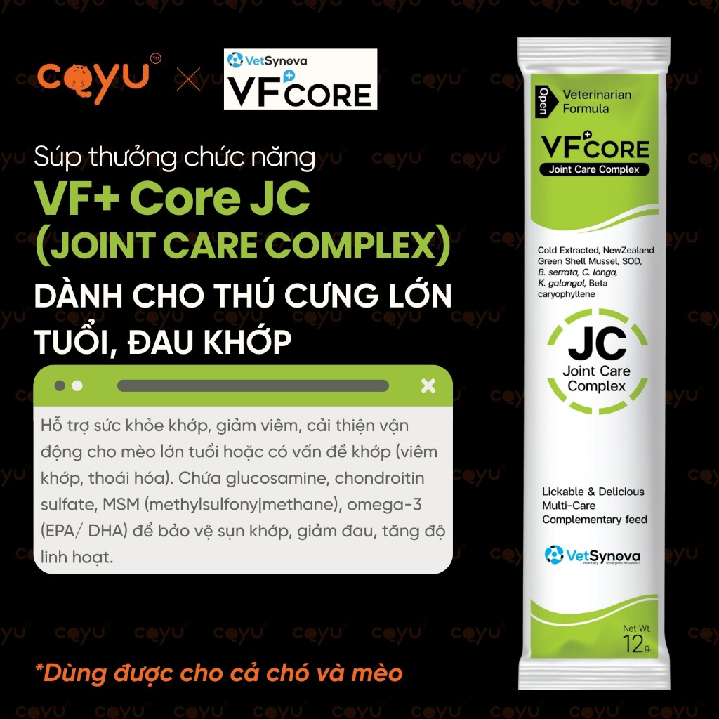 Combo - Súp Thưởng Chức Năng Vetsynova VF+ Core - JC - Joint Care - Hỗ Trợ Xương Khớp - Coyu