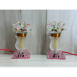 Cặp đèn thờ hoa sen pha Lê thân kiểu dáng bình hoa - pha lê 15