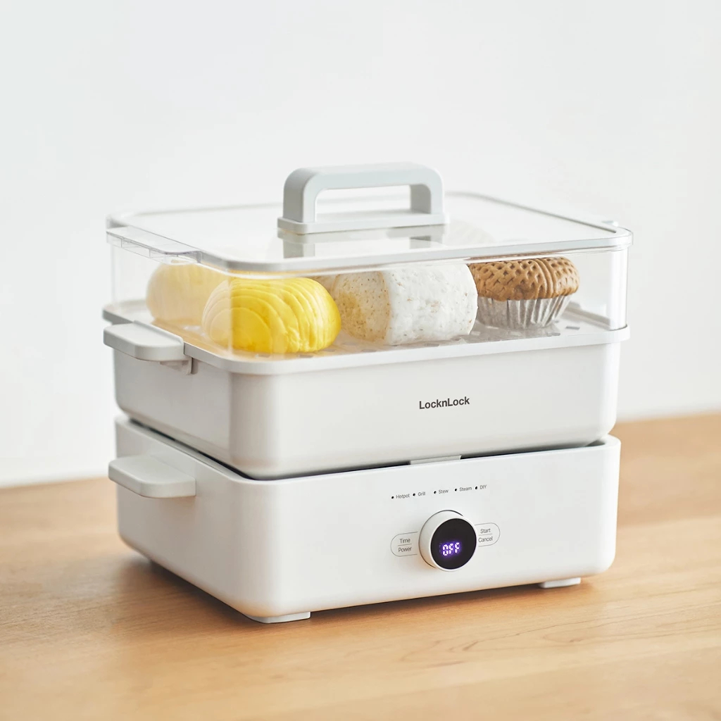 Nồi lẩu đa năng LocknLock Bianco Electric Multicooker  EJP154IVY dung tích 4.5L, công suất 1500W - H