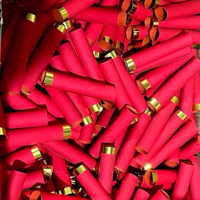 50 Ống Giấy Nhung Đỏ Cuốn Sẵn Làm Pháo Giấy Mô Hình Trang Trí Tết - Ống Giấy trang trí Tết