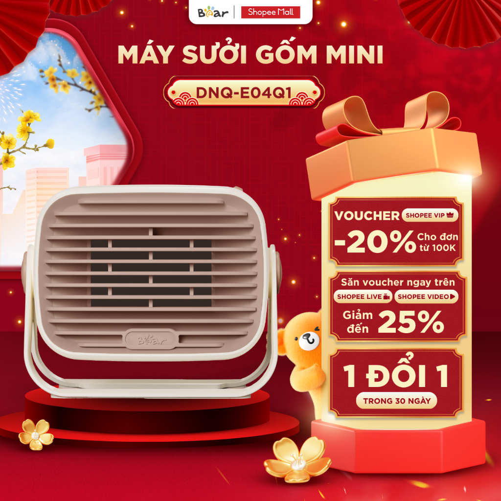  Quạt Sưởi Gốm Mini Bear Để Bàn Máy Sưởi Sửi Ấm Mini Làm Ấm Tay Chân Bàn Làm Việc Giường Cho Em Bé DNQ-E04Q1 