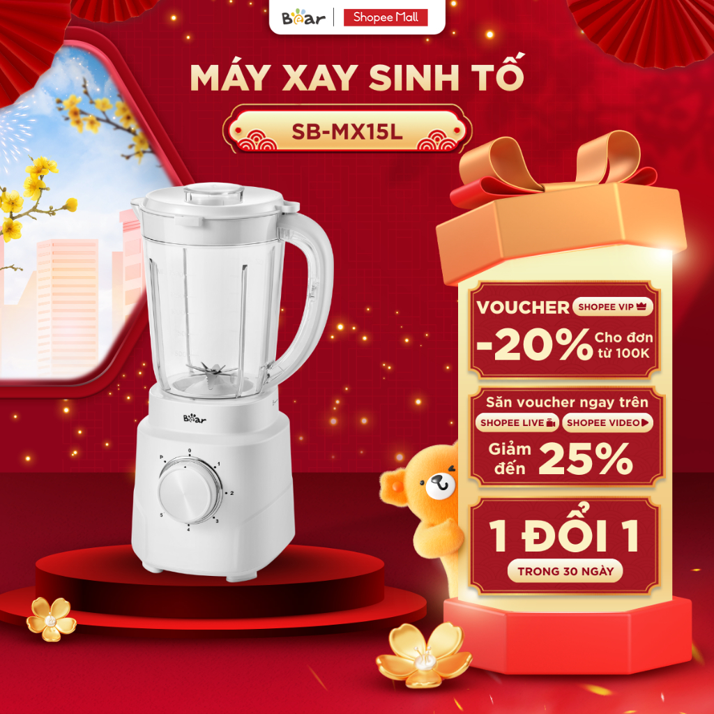 Máy Xay Sinh Tố Bear Dung Tích 1.5L Công Suất 700W Máy Xay Trái Cây SB-MX15L