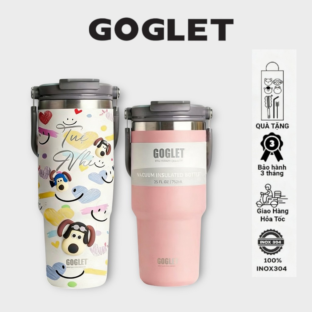 GOGLET – Bình Giữ Nhiệt Cao Cấp Có Tay Cầm Tiện Lợi 650ml | 950ml | 1200ml Sáu Màu Hot Trend Giá Rẻ Giữ nhiệt cực lâu 
