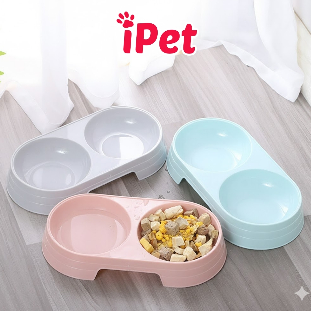Bát Ăn Đôi Nhỏ Cho Chó Mèo Con - iPet Shop