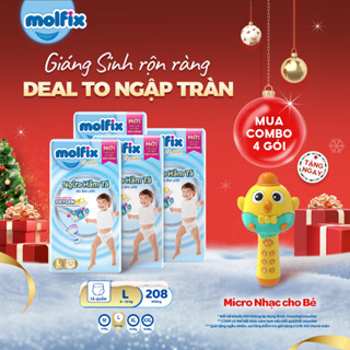   Tặng Micro Nhạc + Hát  Combo 4 Tã bỉm quần Molfix Oxy Super Jumbo giúp Ngừa Hăm Tã đủ các size M,L,XL,XXL,XXXL 