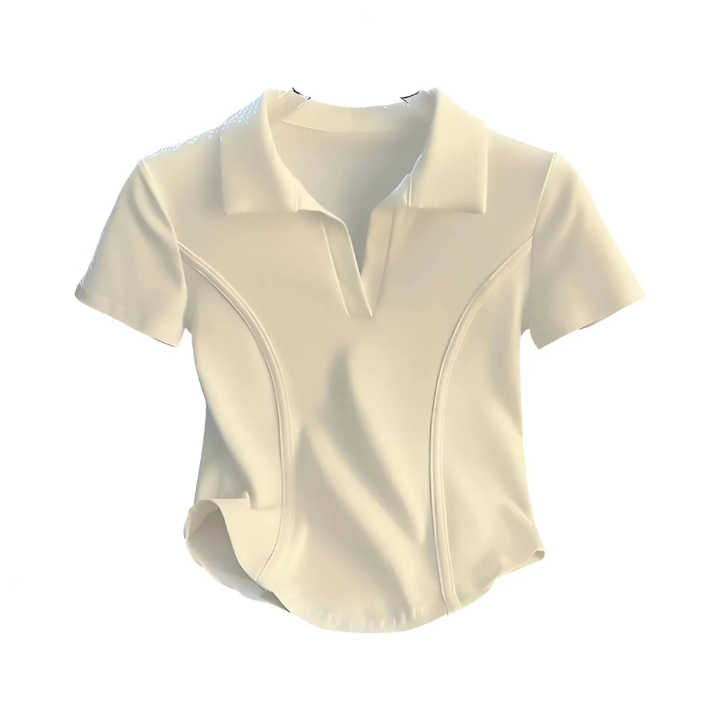 [Peinn] Áo Thun Polo Màu Trơn FA1-2204-24 Có Đường Chiết Eo, Tôn Dáng Cho Nữ, Bd18