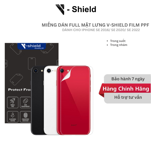 Mua 1 Tặng 1 Miếng Dán Full Mặt Lưng V-Shield Film PPF Cao Cấp Dành Cho iPhone SE 2016/ SE 2020/ SE 