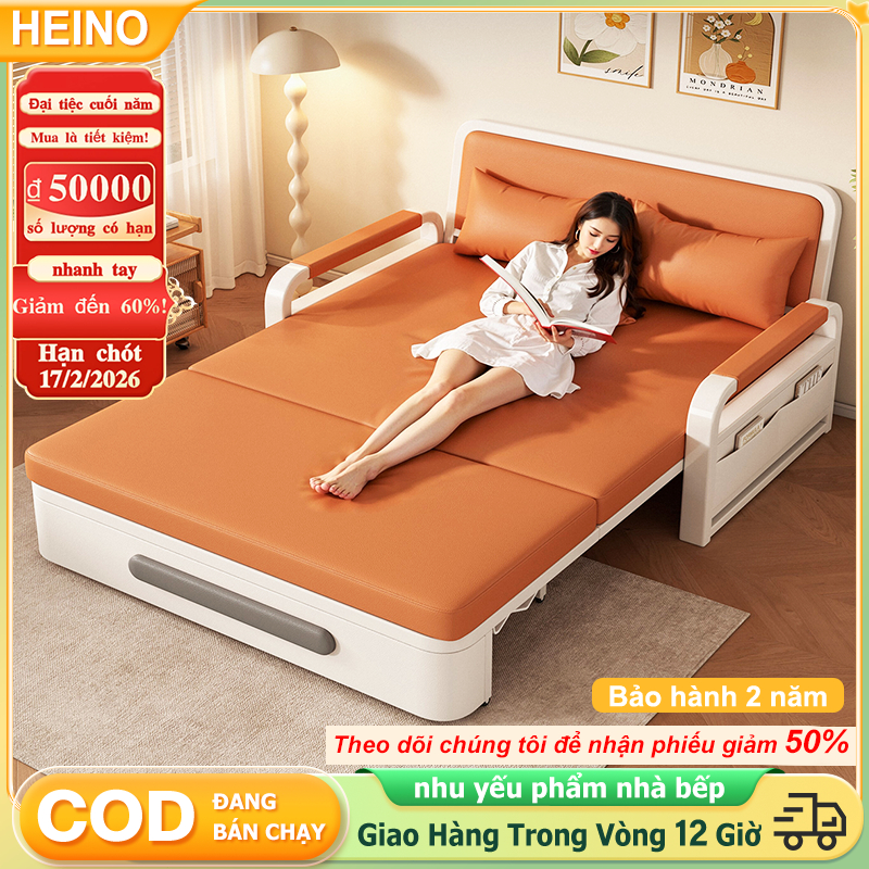 HEINO Giường Sofa Gấp Gọn Đa Năng Tích Hợp Hộp Lưu Trữ Và Đệm Riêng Phù Hợp Phòng Khách Nhỏ