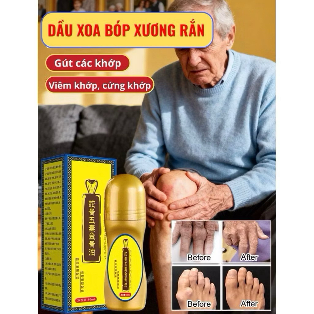 2 chai DẦU LĂN XƯƠNG RẮN NGỦ ĐỘC VÀNG GIẢM ĐAU XƯƠNG KHỚP LƯU THÔNG MAU