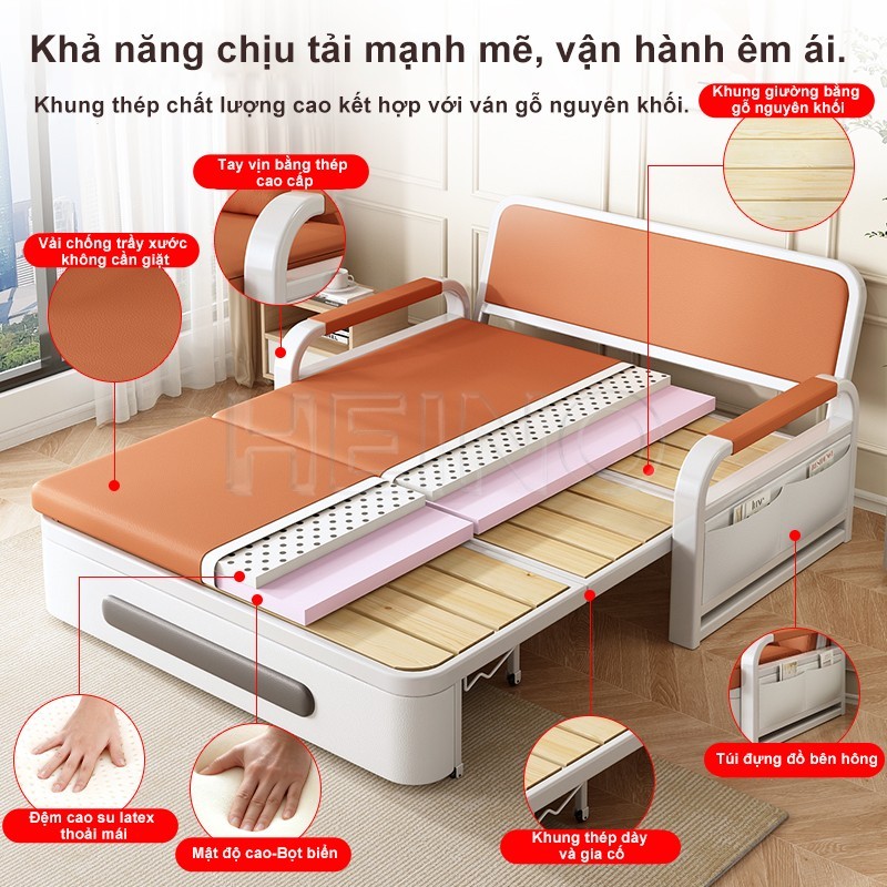 HEINO Giường Sofa Gấp Gọn Đa Năng Tích Hợp Hộp Lưu Trữ Và Đệm Riêng Phù Hợp Phòng Khách Nhỏ | BigBuy360 - bigbuy360.vn