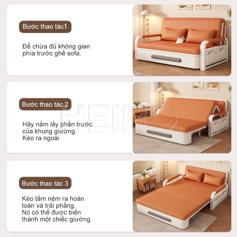 HEINO Giường Sofa Gấp Gọn Đa Năng Tích Hợp Hộp Lưu Trữ Và Đệm Riêng Phù Hợp Phòng Khách Nhỏ | BigBuy360 - bigbuy360.vn