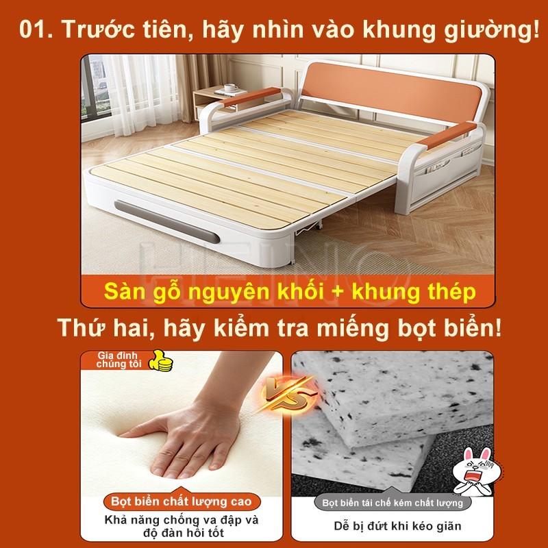 HEINO Giường Sofa Gấp Gọn Đa Năng Tích Hợp Hộp Lưu Trữ Và Đệm Riêng Phù Hợp Phòng Khách Nhỏ | BigBuy360 - bigbuy360.vn