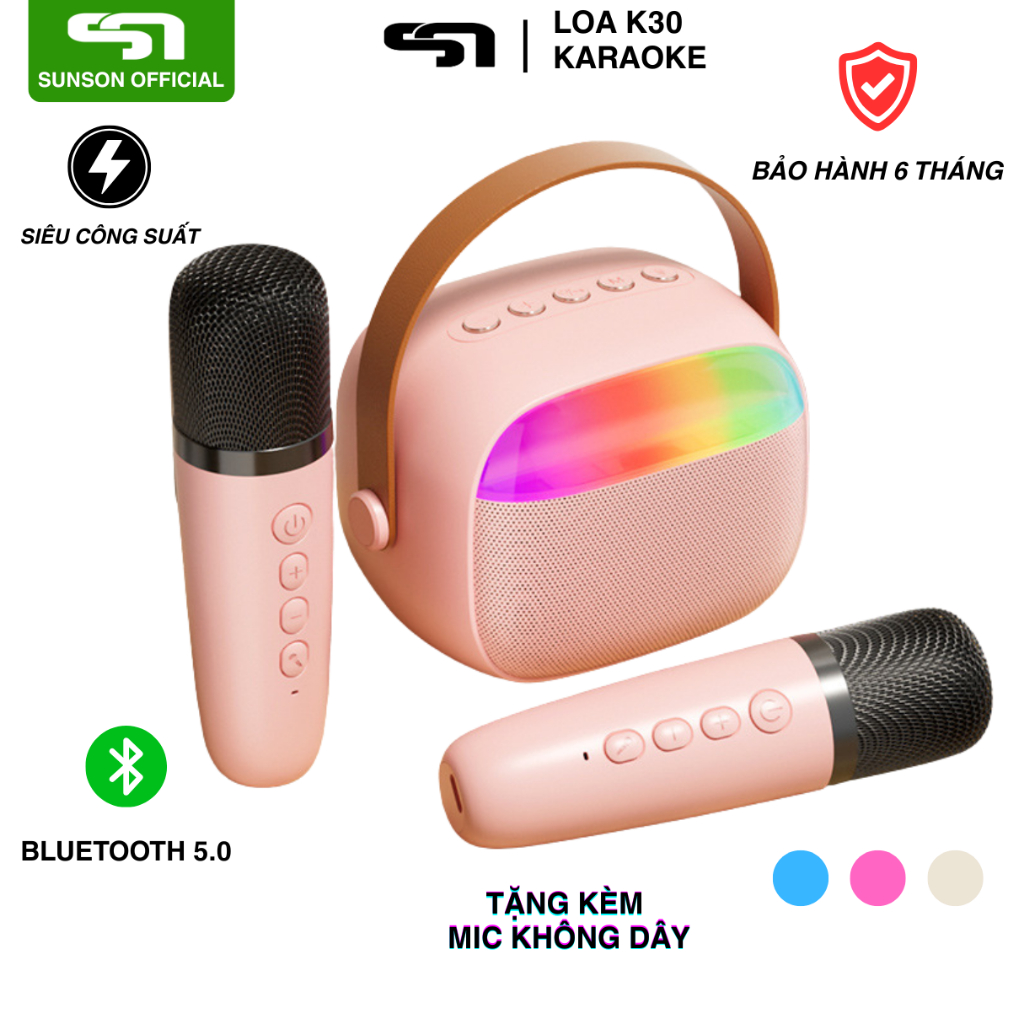 Loa Karaoke Bluetooth K30 – TWS, USB/TF, Mic Không Dây Hát Karaoke, Âm Bass Lớn