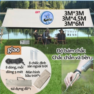  GIFTSPOT Tấm tăng lều tank bạt che nắng chống mưa 3*3 4.5 6M bạt lót cắm trại du lịch dã ngoại dày rộng màu săc mát mẻ 