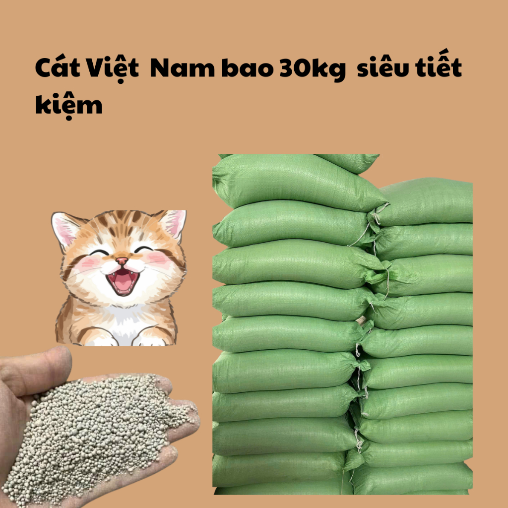 Cát Vệ Sinh Cho Mèo Giá Rẻ VN Bao 30Kg
