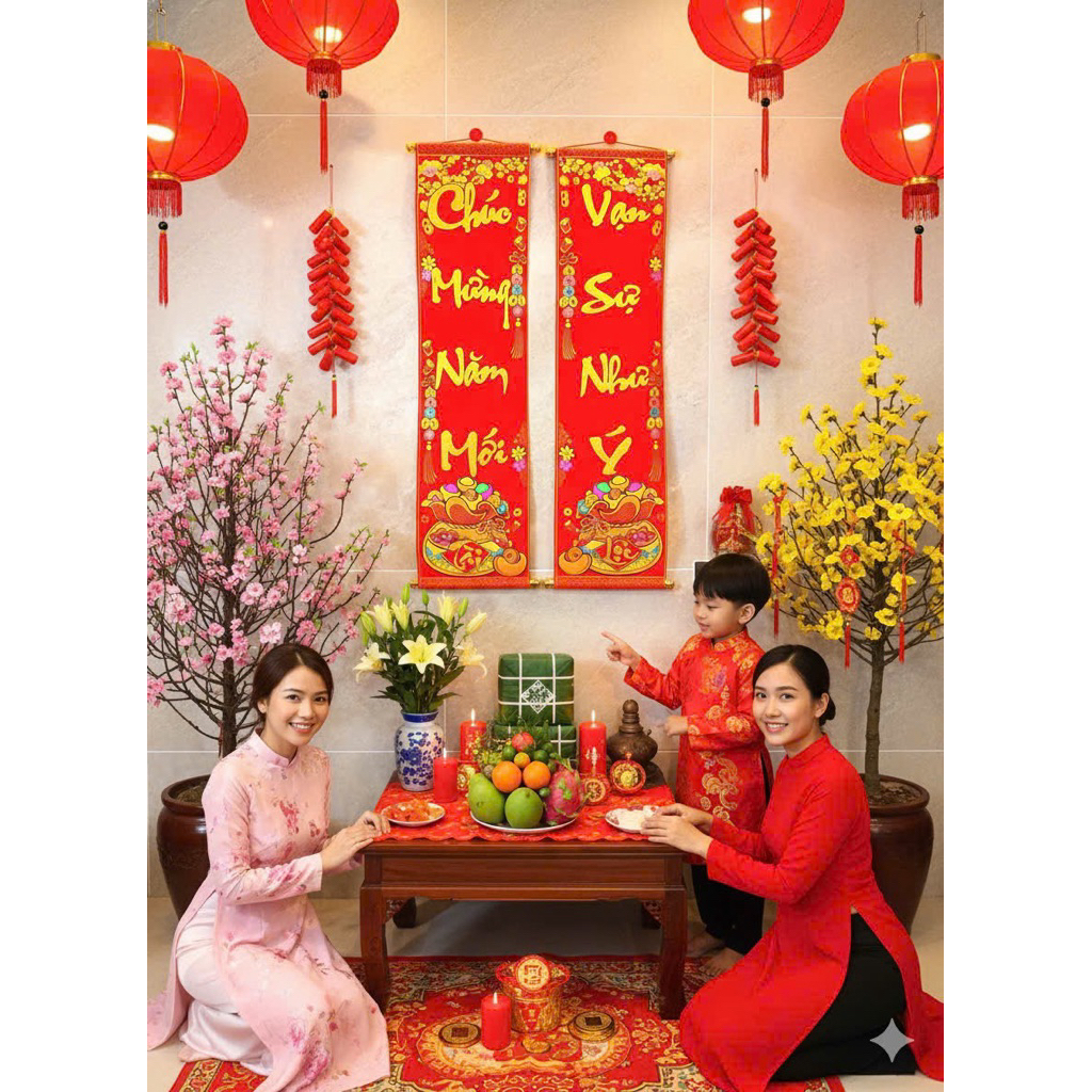 Câu Đối Trang Trí Tết CD06 Túi Tiền Chữ Vàng Nền Đỏ Sang Trọng