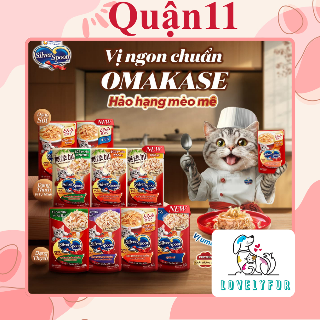 Pate Cho Mèo Silver Spoon 60gram - Cho Mèo Silver Spoon - Sốt Mèo Gói Dạng Sốt, Thạch